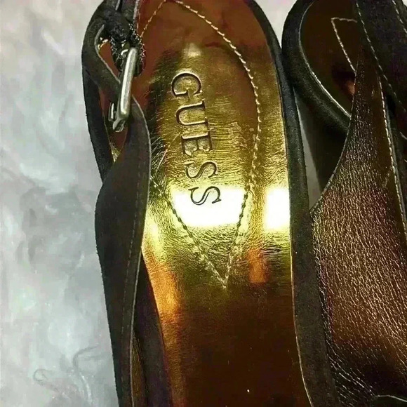 Guess Wgleona Vintage Dark Brown Suede 4” Heels with Back Strap Womens Size 6.5 - Picture 7 of 16